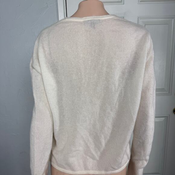 James Perse Knit Cashmere Sweater Women's 3 V neck Cream Long Sleeve Career S3-1 - Picture 3 of 6